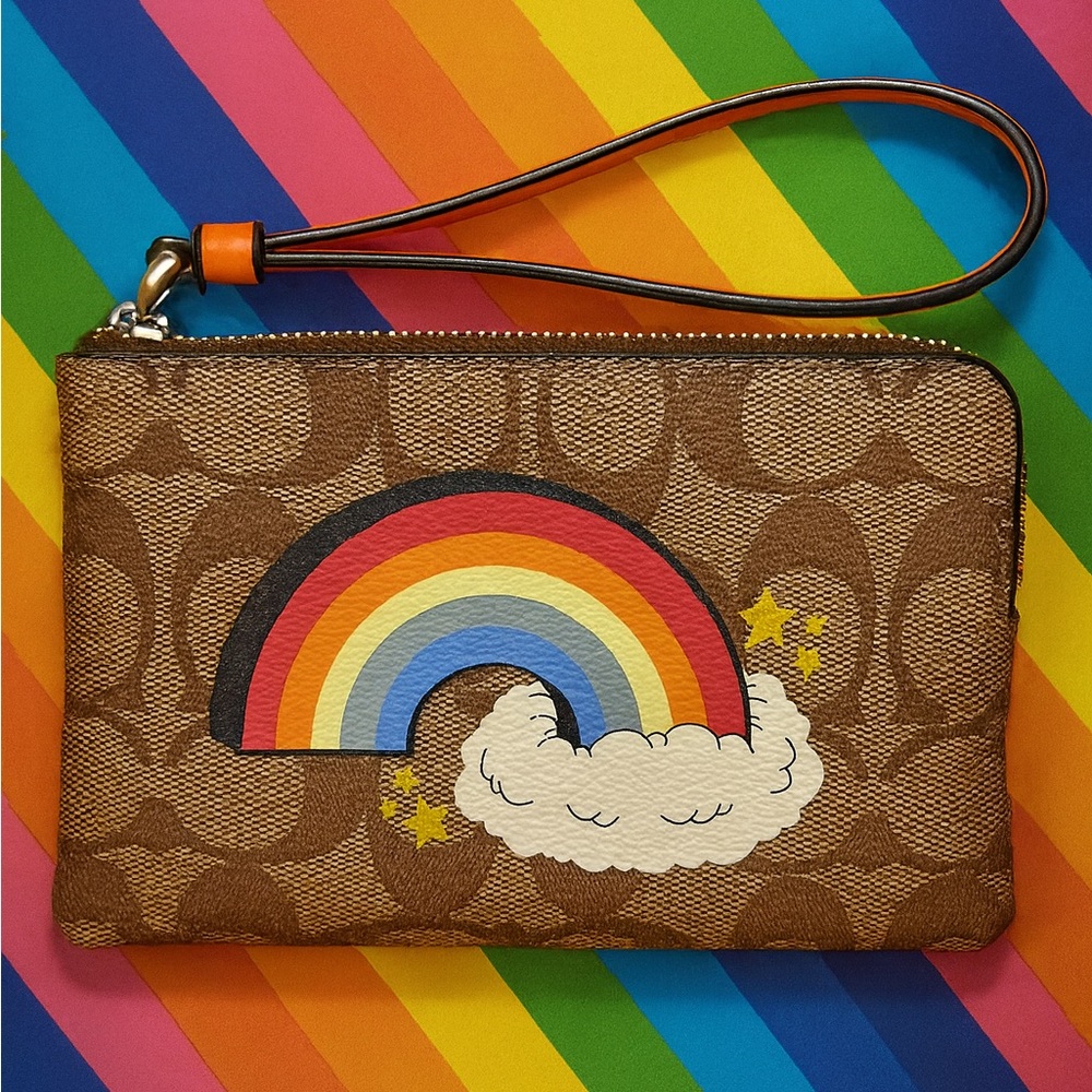 COACH Signature Canvas Rainbow Zip Wallet Wristlet | NWT | Retails $88 🌈✨